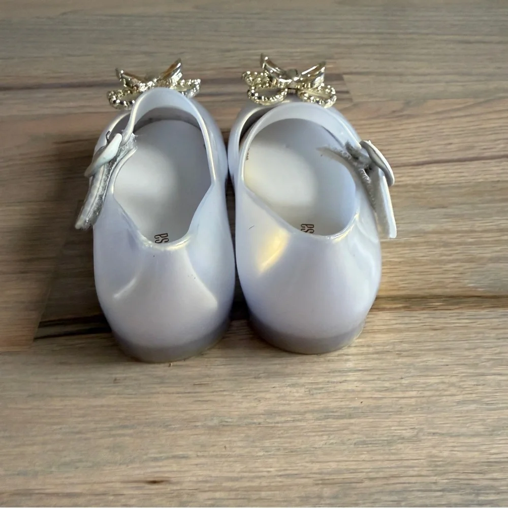 Mini Melissa Pearl White Iridescent Butterfly Jelly Shoes